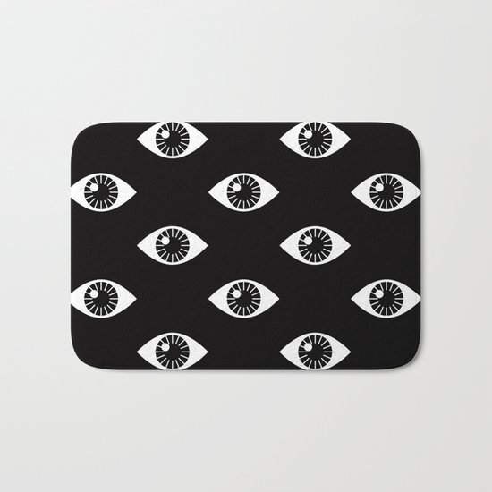 EYES WIDE OPEN ON BLACK Bath Mat