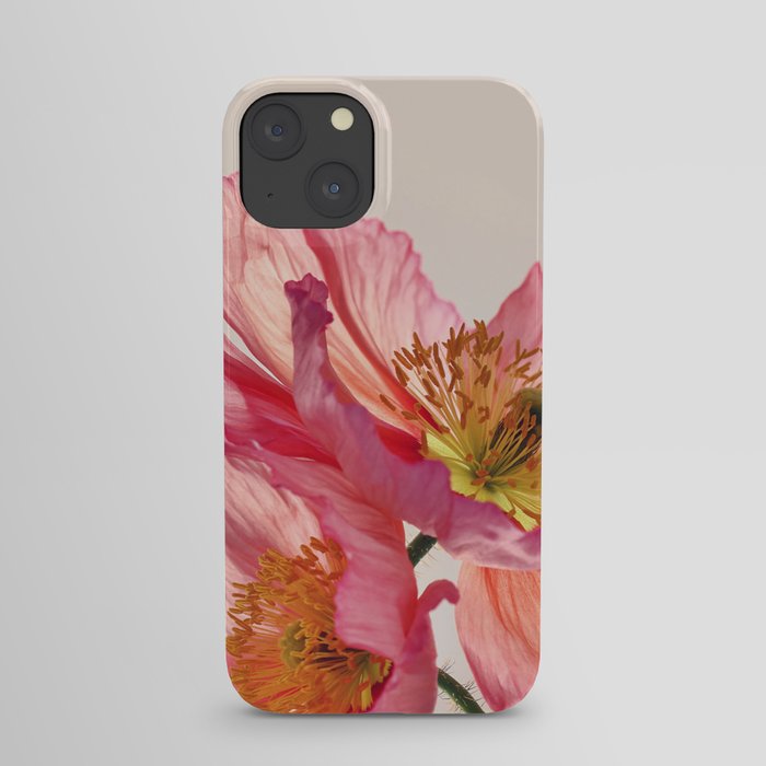 Like Light through Silk - peach / pink translucent poppy floral iPhone Case
