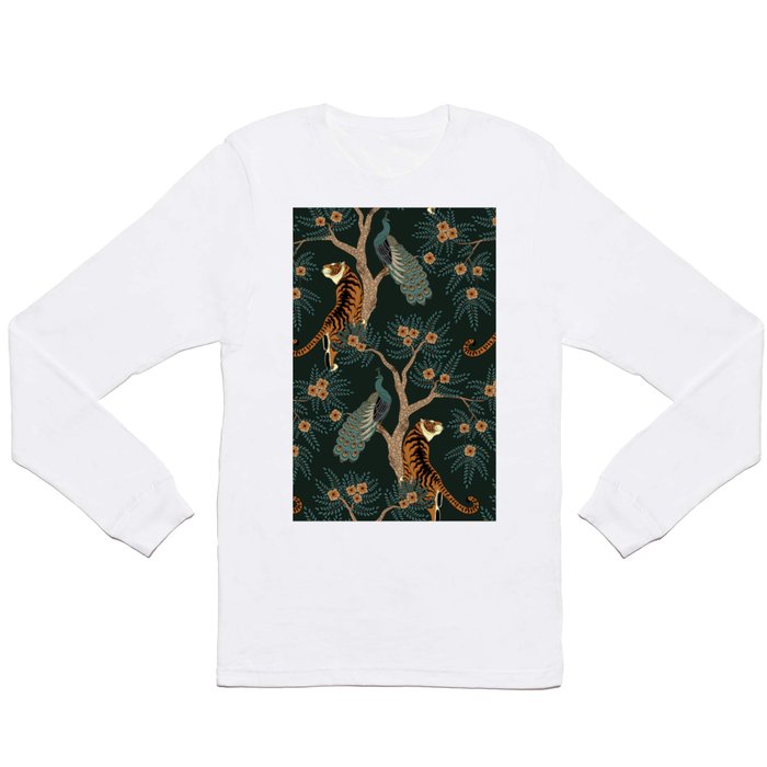 Vintage tiger and peacock Long Sleeve T Shirt