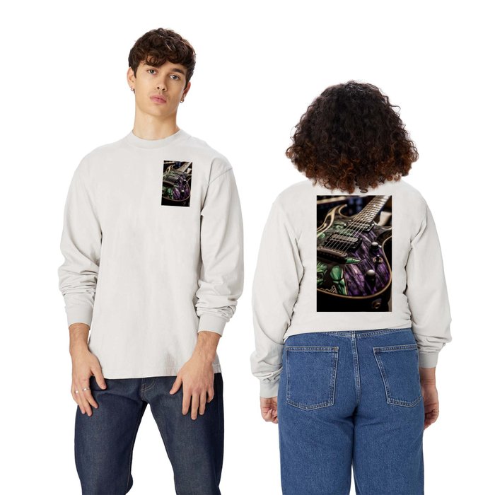 Comic Book Electric Guitar - Oil Style Long Sleeve T Shirt