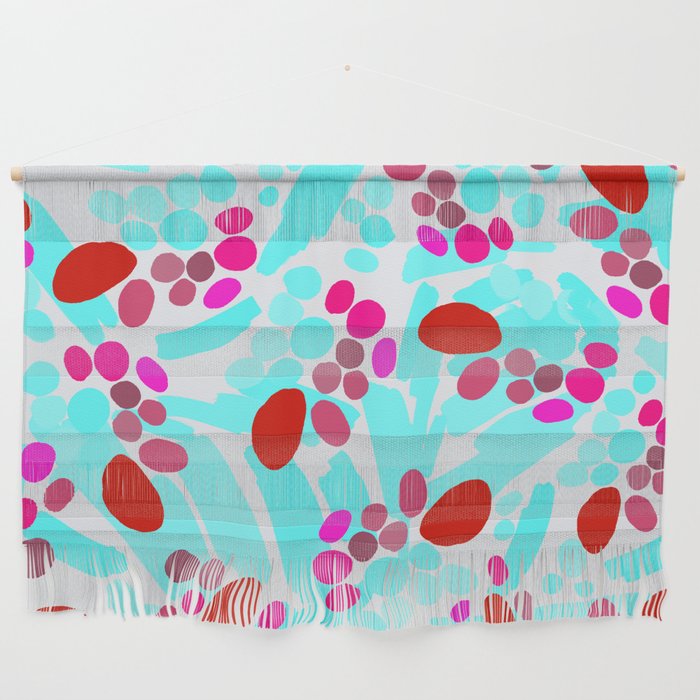 Slashes and Shapes Abstract Turquoise and Pink Wall Hanging