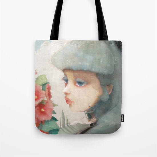 Pensees et roses tremieres Tote Bag