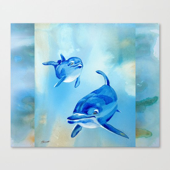 Floating Free - Dolphins Canvas Print