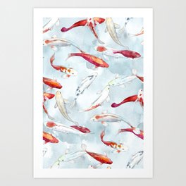 Koi fish watercolor pattern Art Print