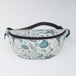 Sea shells on off white Fanny Pack