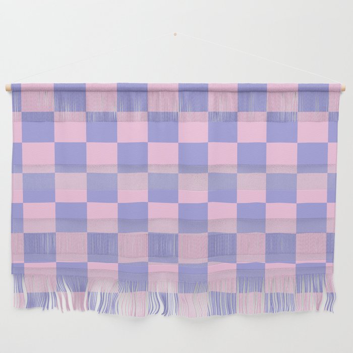 70s Checker Pattern in Rose Petal Pink and Pastel Lavender Purple Tiles Wall Hanging
