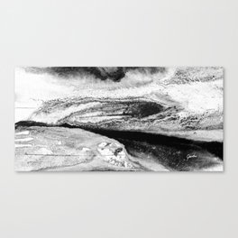 Mountain River Black And White Abstract Landscape Painting Canvas Print