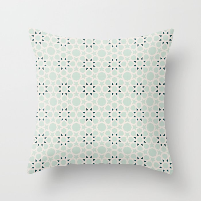 Zellij Modern Geometric Tile Pattern Light Blue Throw Pillow