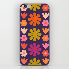 Flower Market Colorful Retro 60s 70s Floral in Vintage Avocado Lime iPhone Skin