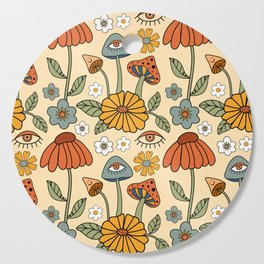 70s Psychedelic Mushrooms & Florals Cutting Board