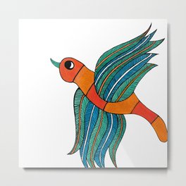 Fly High Gond Art Metal Print