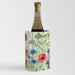 Watercolor of Garden Flower Medley Wine Chiller