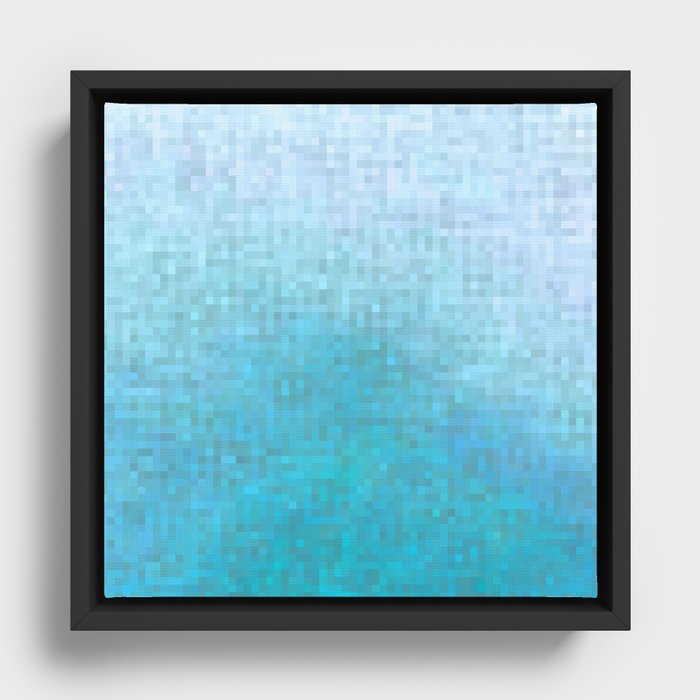 graphic design geometric pixel square pattern abstract in blue Framed Canvas