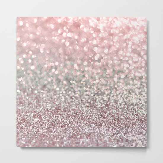 Girly Pink Snowfall Metal Print