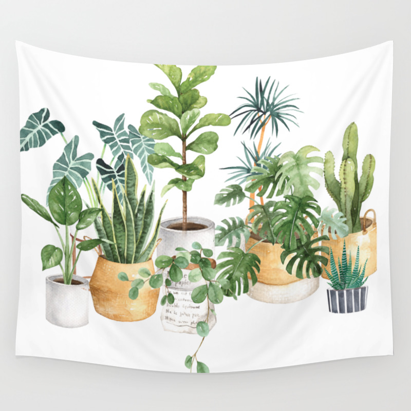 Watercolor House Plants Potted Plants Wall Tapestry By Southpacificprints Society6