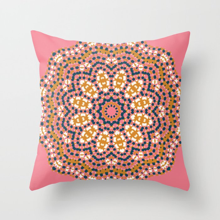 Modern Floral Mandala Artwork 01 Color 03 Throw Pillow