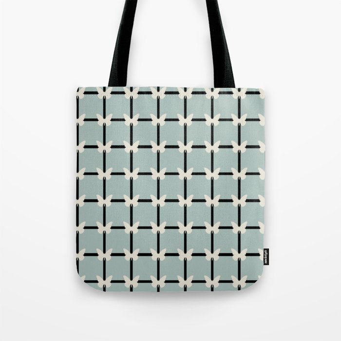 Blue Butterfly Grid Tote Bag