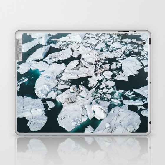 Icelandic glacier icebergs from above - Landscape Photography Laptop & iPad Skin