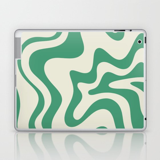 Retro Liquid Swirl Abstract Pattern in Jade Green and Teal  Laptop & iPad Skin