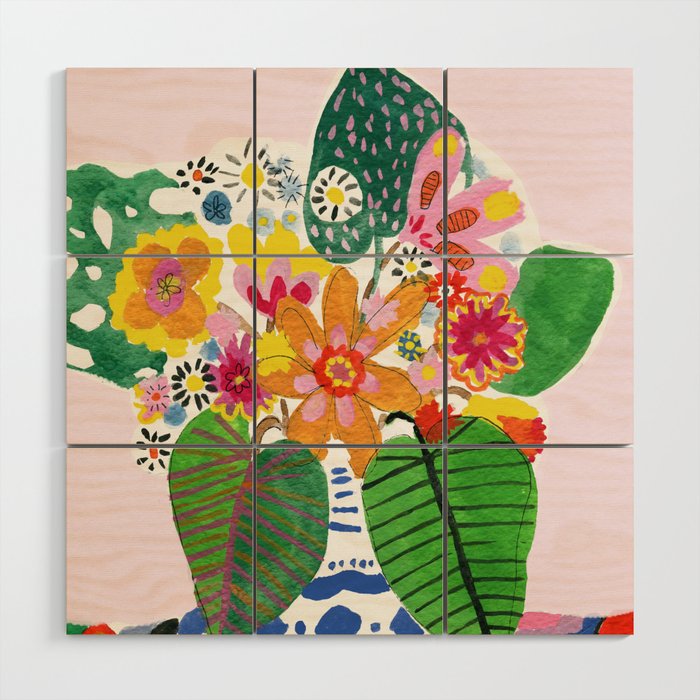 Abstract Flower Bouquet Wood Wall Art By Aljahorvat Society6