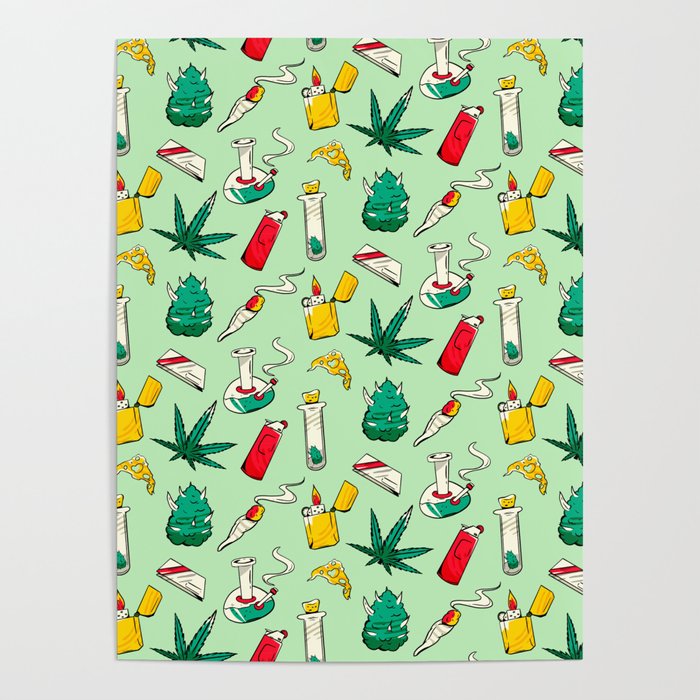 Green Cannabis Essentials Pattern Happy 420 Stoner Society