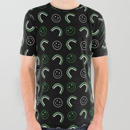 Emoticons with a rainbow on a black background All Over Graphic Tee