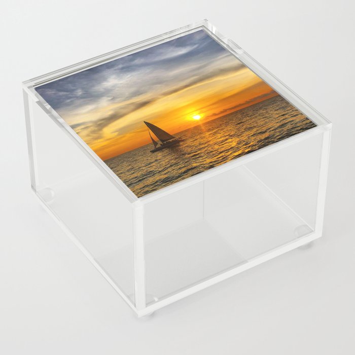 Harbor Sailboat Sunset Acrylic Box