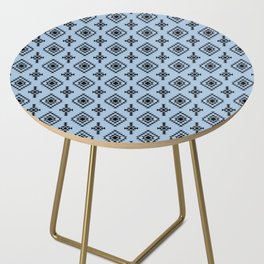 Pale Blue and Black Native American Tribal Pattern Side Table