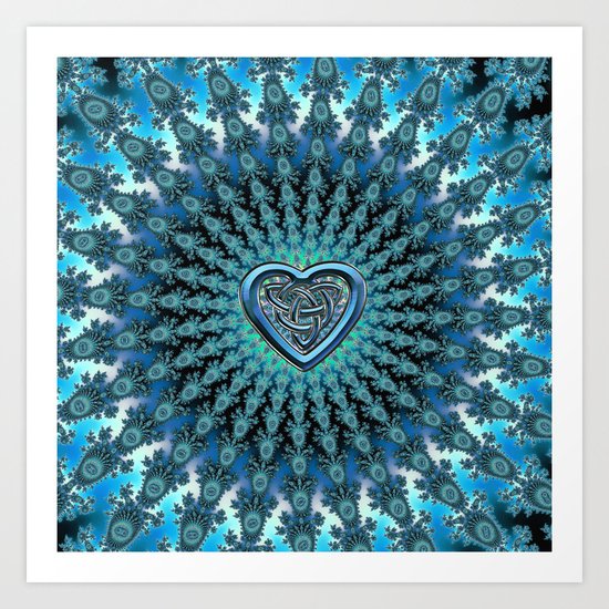 Celtic Heart Knot Fractal Mandala Art Print