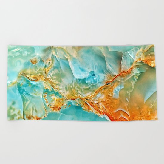 Onyx - blue and orange Beach Towel