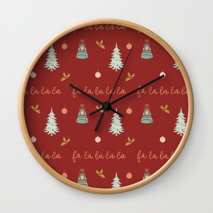Subtle Red Christmas Wall Clock