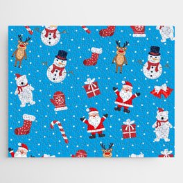 Christmas Seamless Pattern with Snowman, Reindeer and Santa Claus 05 Jigsaw Puzzle