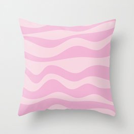 Groovy Retro Waves - Pink Throw Pillow