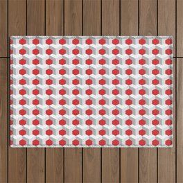 3D Red Geometric Pattern Outdoor Rug