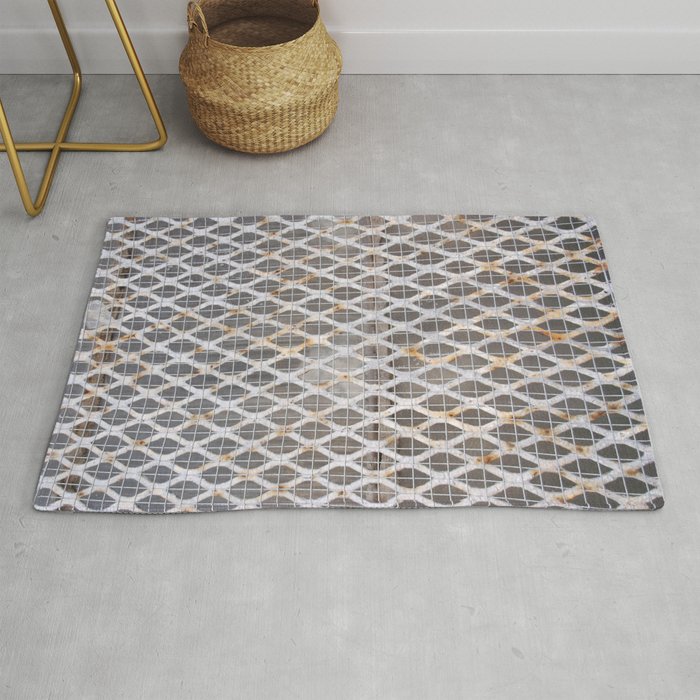 INDUSTRIAL. Rusty white grating. Rug