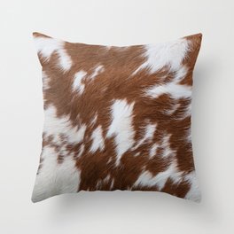 Brown and White Cowhide, Cow Skin Pattern, Farmhouse Decor Throw Pillow
