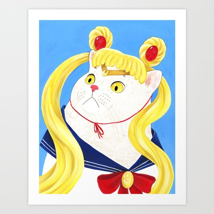 Animeow cat Art Print