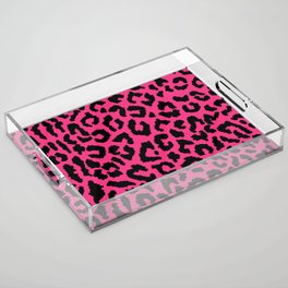 2000s leopard_black on hot pink Acrylic Tray