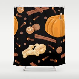 Pumpkin Spice Pattern Shower Curtain