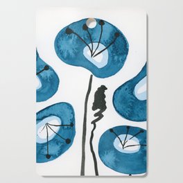 Blue Poppies Watercolor Flowers Cutting Board