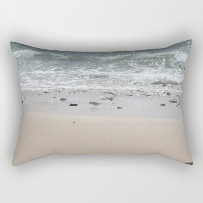 Seashore Sandpipers in tideland Rectangular Pillow