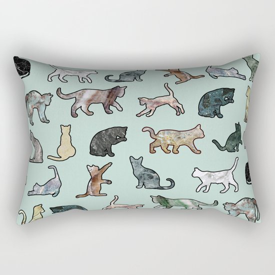 Cats shaped Marble - Mint Green Rectangular Pillow