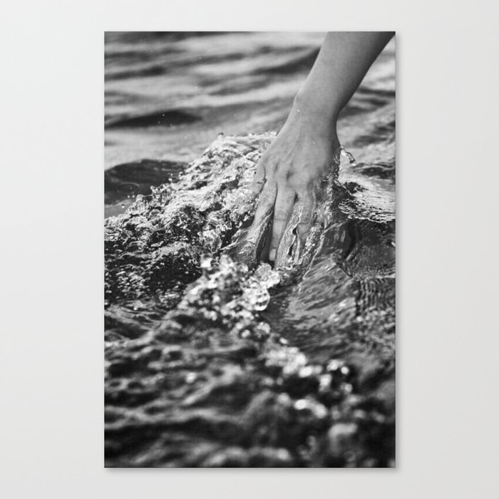 Running hand through the water, under the blue again black and white photograph / art photography Canvas Print