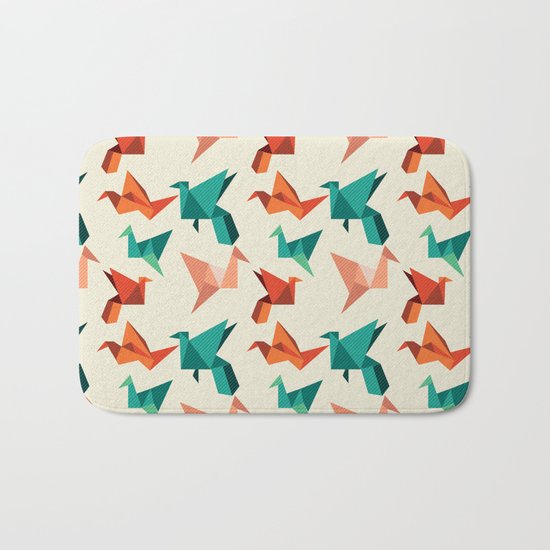 teal paper cranes Bath Mat