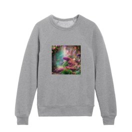 Fantasy Magical Garden With Flowers And Stairs Mystical Vintage Botanical Kids Crewneck