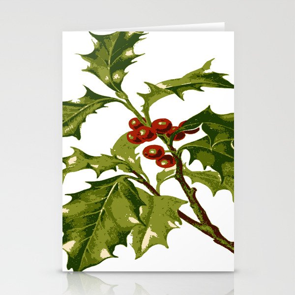 Holly Christmas Red Berry Stationery Cards