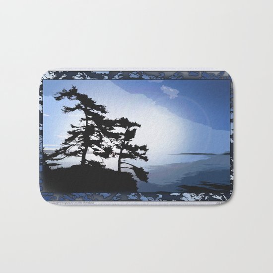 TWO WINDSWEPT DOUGLAS FIR ON THE SHORELINE Bath Mat