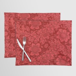 William Morris Red Tuscan Sunflower Textile Floral Pattern Placemat