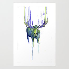 Moose Watercolor Art Print | Nature, Animal, Painting, Abstract 