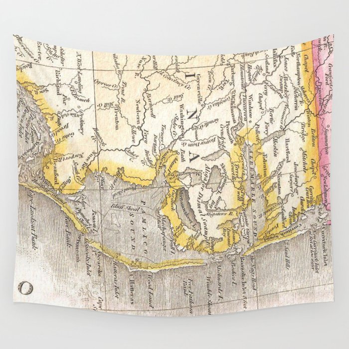 Vintage Map of The Outer Banks (1818) Wall Tapestry by BravuraMedia  Society6